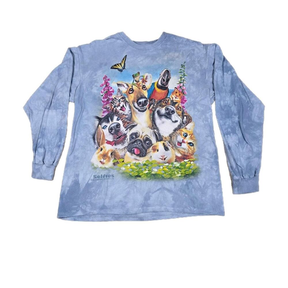 THE MOUNTAIN PET SELFIE LONG SLEEVE TIE DYE SHIRT